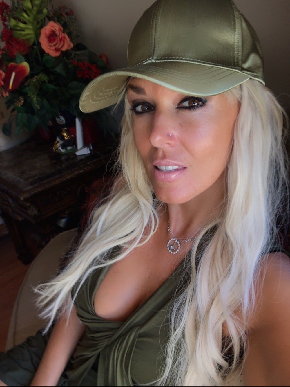 Metallic Olive Green Baseball Cap worn once like new